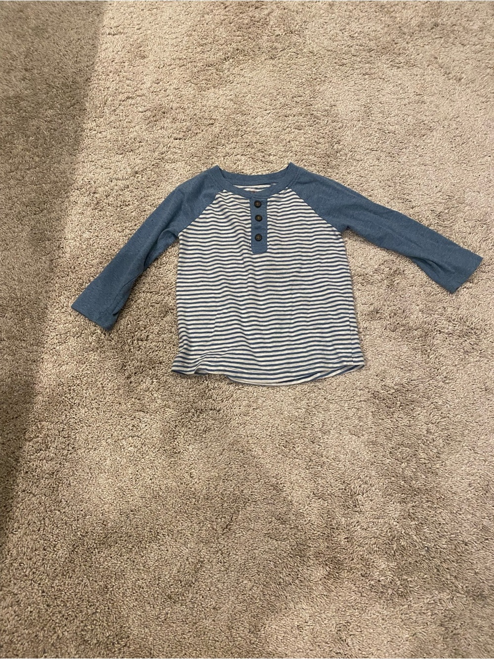 Cat & Jack Blue and White Striped Henley Raglan Top